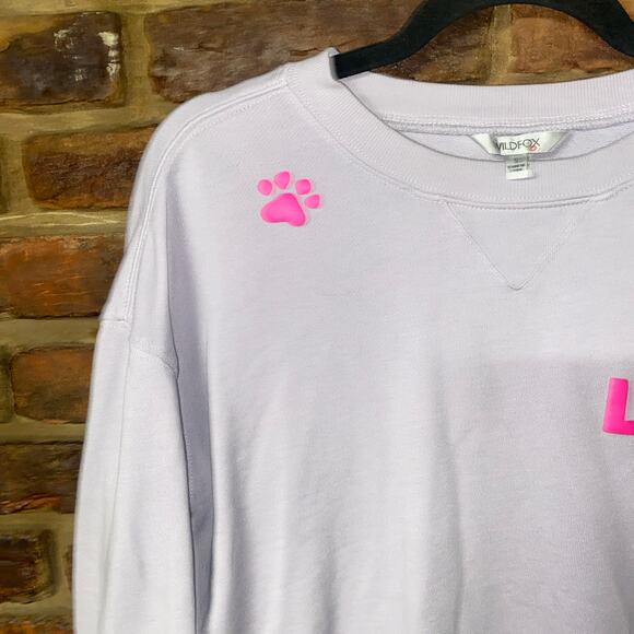 Wildfox Lilac Lavender Purple Pink Dogs Love Me Graphic Sweatshirt Size Small - Picture 3 of 9